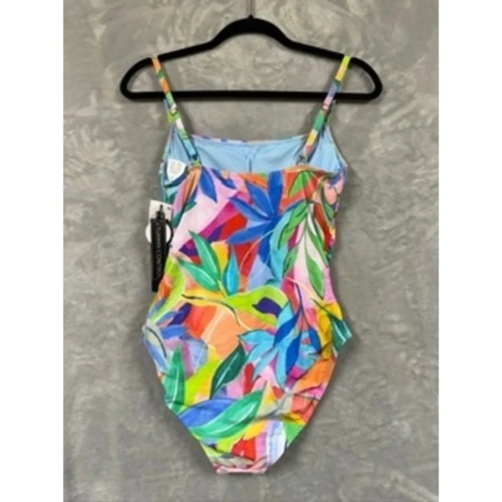 NWT La Blanca Tropi Flage One Piece Swimsuit Tummy Control 8 $120